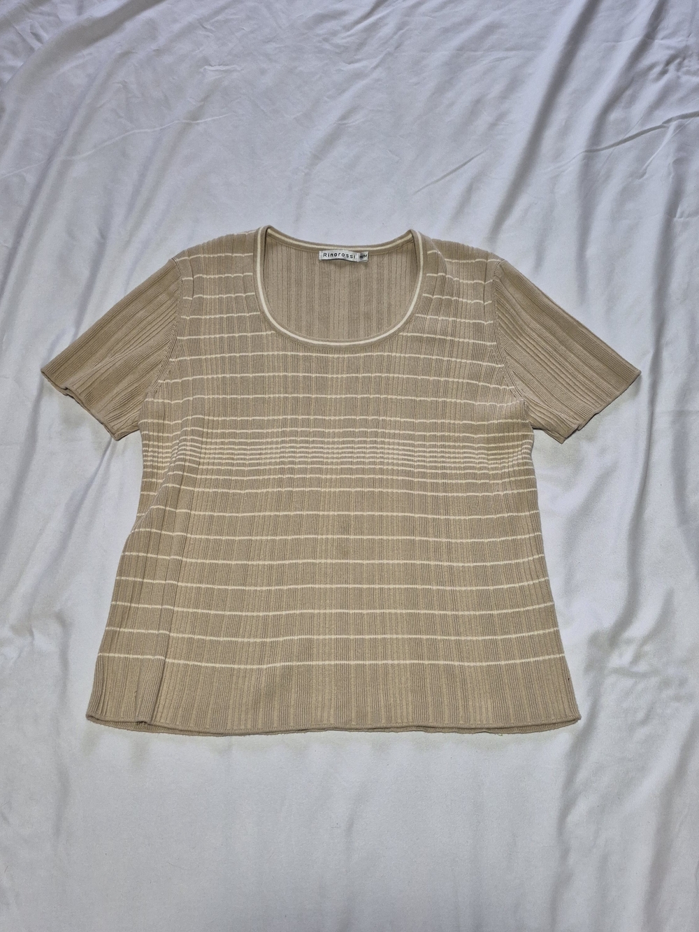 Rinorossi Ladies Tan And Cream Ribbed Light Sweater Size M